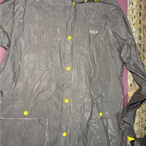 Coleman Rain Suit Jacket And Pants Set Gray w Hood Waterproof Outdoor Hiking